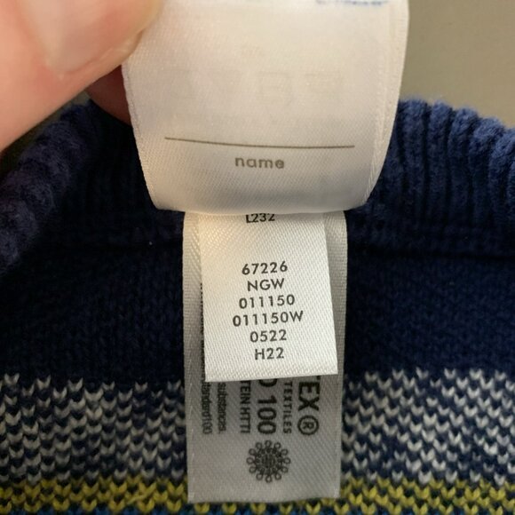 Hanna Andersson 75 12-18 Months Sweater Romper Knit Fair Isle Holiday Trees Navy - Picture 8 of 14